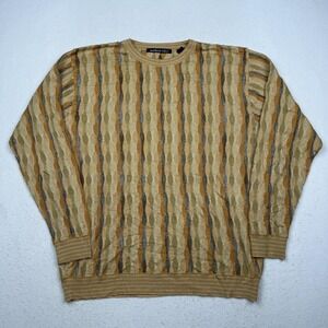 Northern Isles Sweater Mens Large Tan Brown Textured Knit Pullover Coogi Style